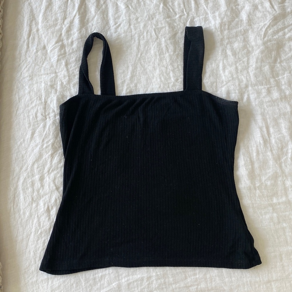 Black Square Neck Tank